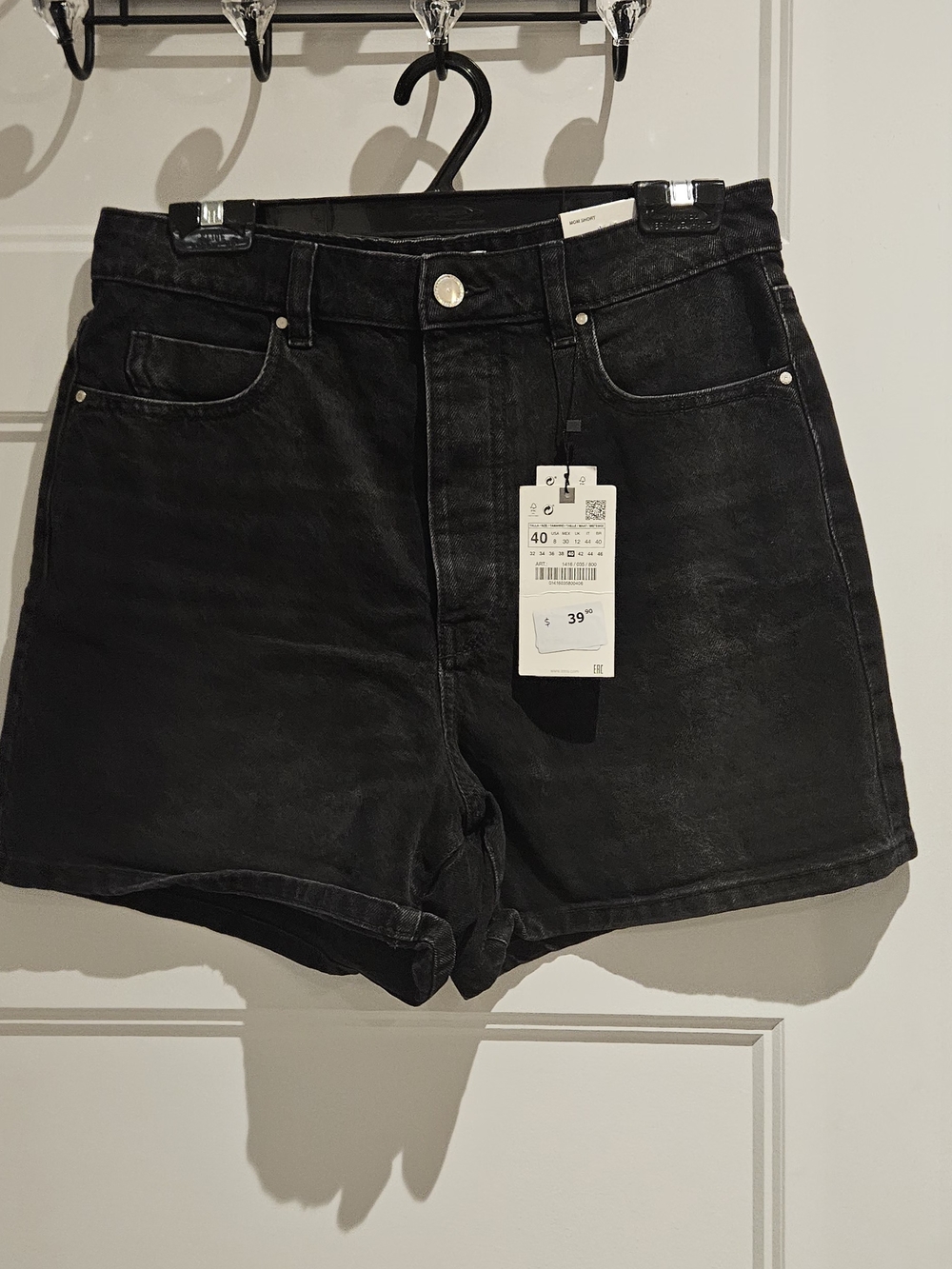 Zara Black High-Rise Denim Shorts